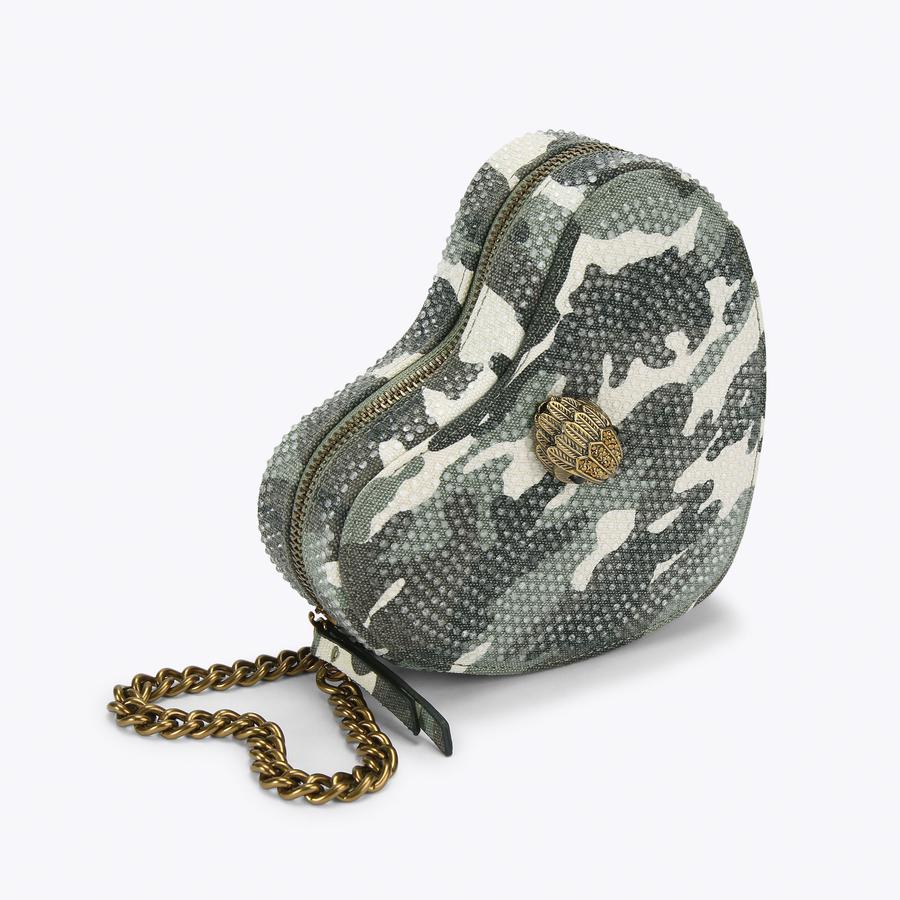FABRIC KENSINGTON HEART X Camouflage Heart Cross Body Bag by Kurt