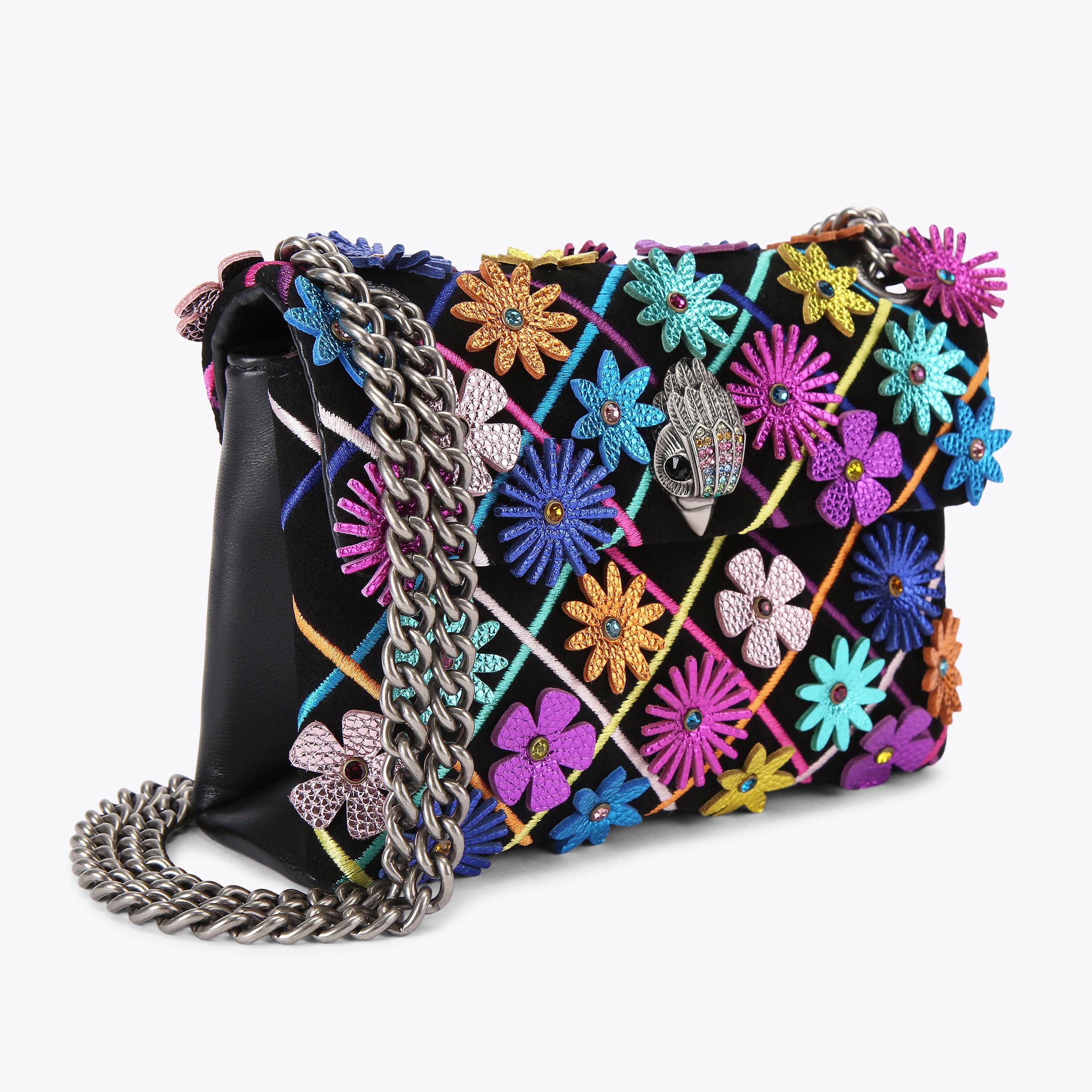 Black Flower Mini Kensington Bag | Kurt Geiger