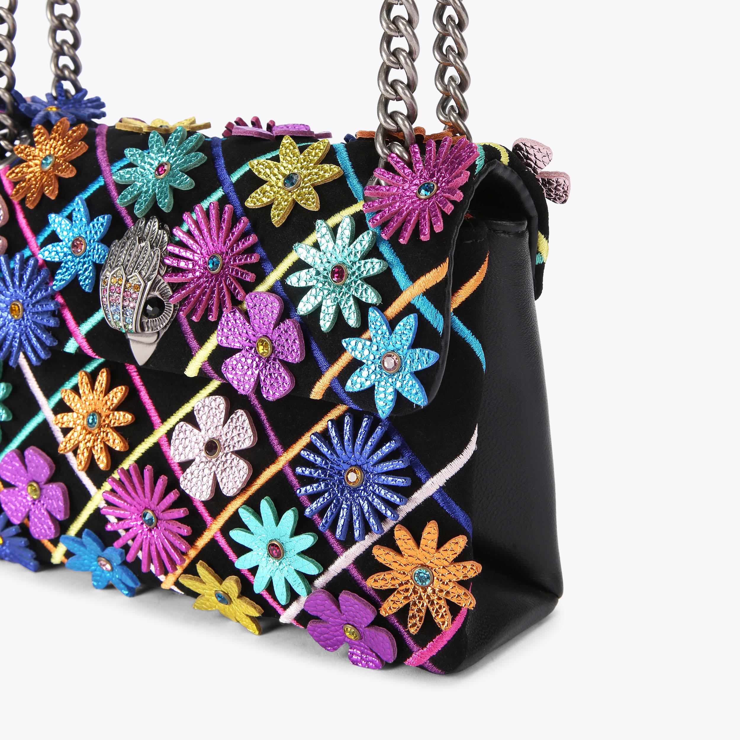 Black Flower Mini Kensington Bag | Kurt Geiger