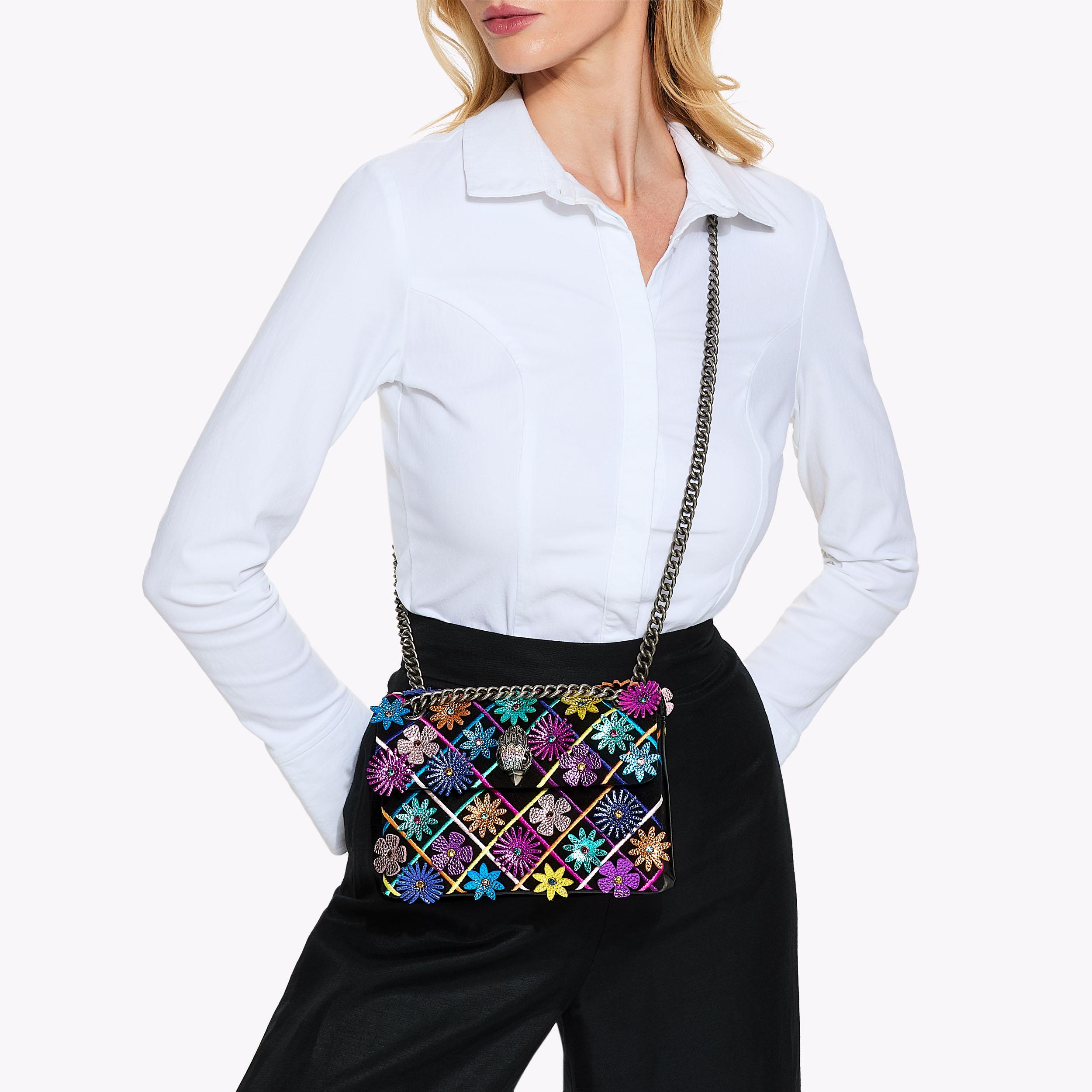 Black Flower Mini Kensington Bag | Kurt Geiger