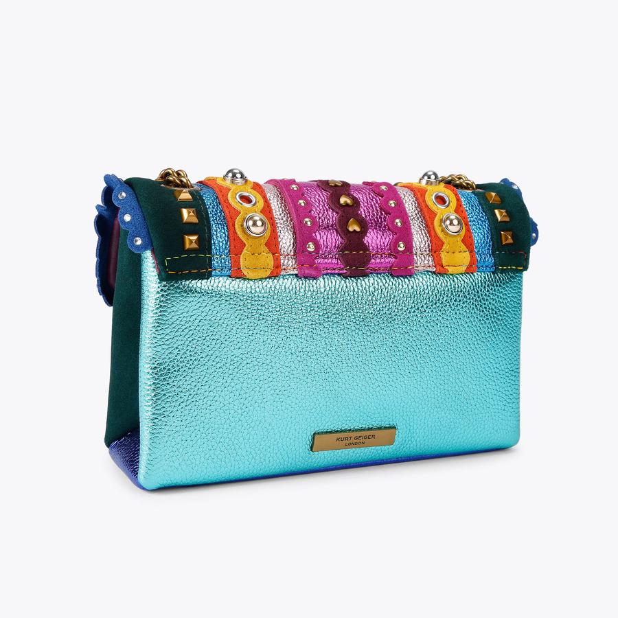 MD KENSINGTON STUDS Rainbow Suede Shoulder Purse by KURT