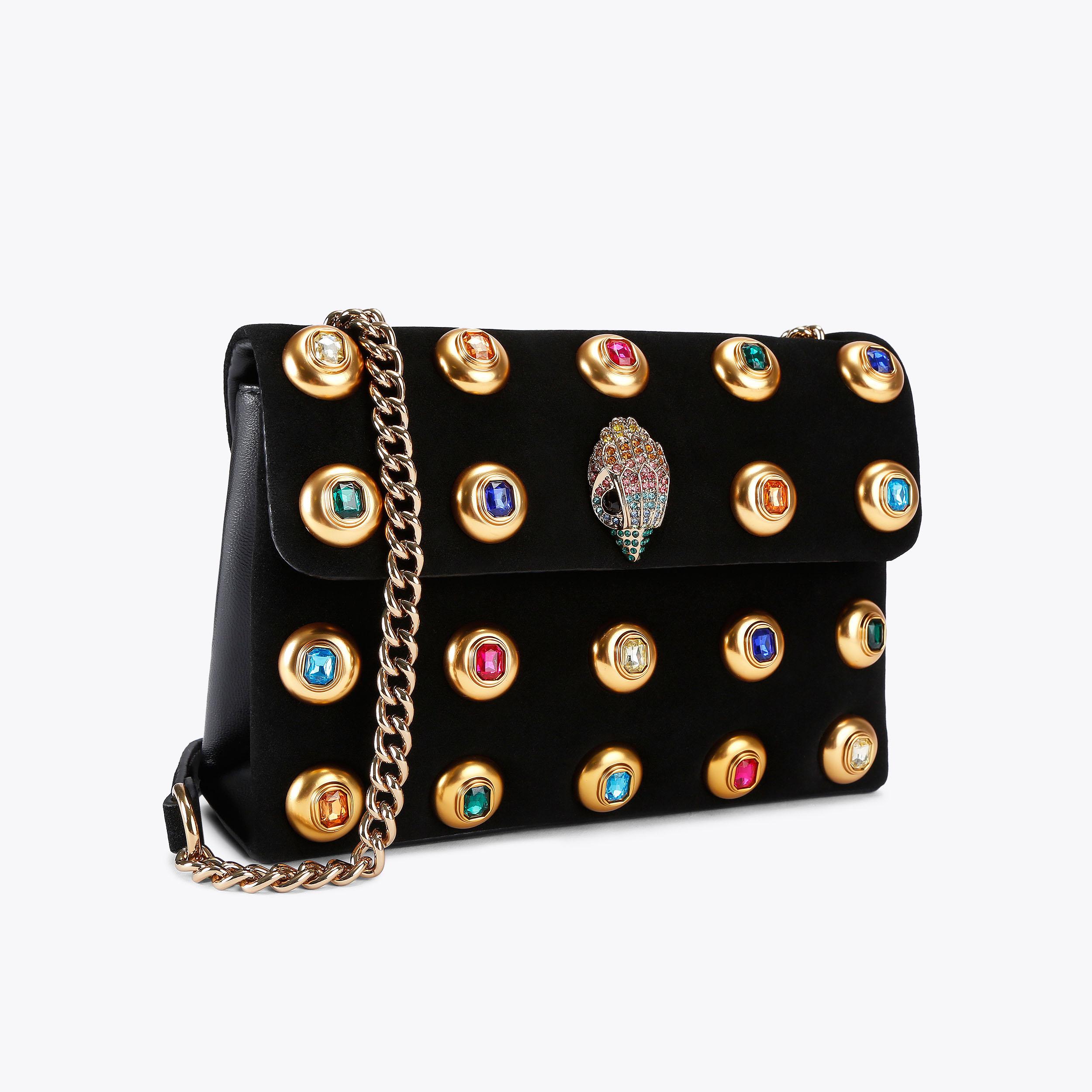 MD KENSINGTON GEMS Black Suede Mini Cross Body Purse by KURT GEIGER LONDON