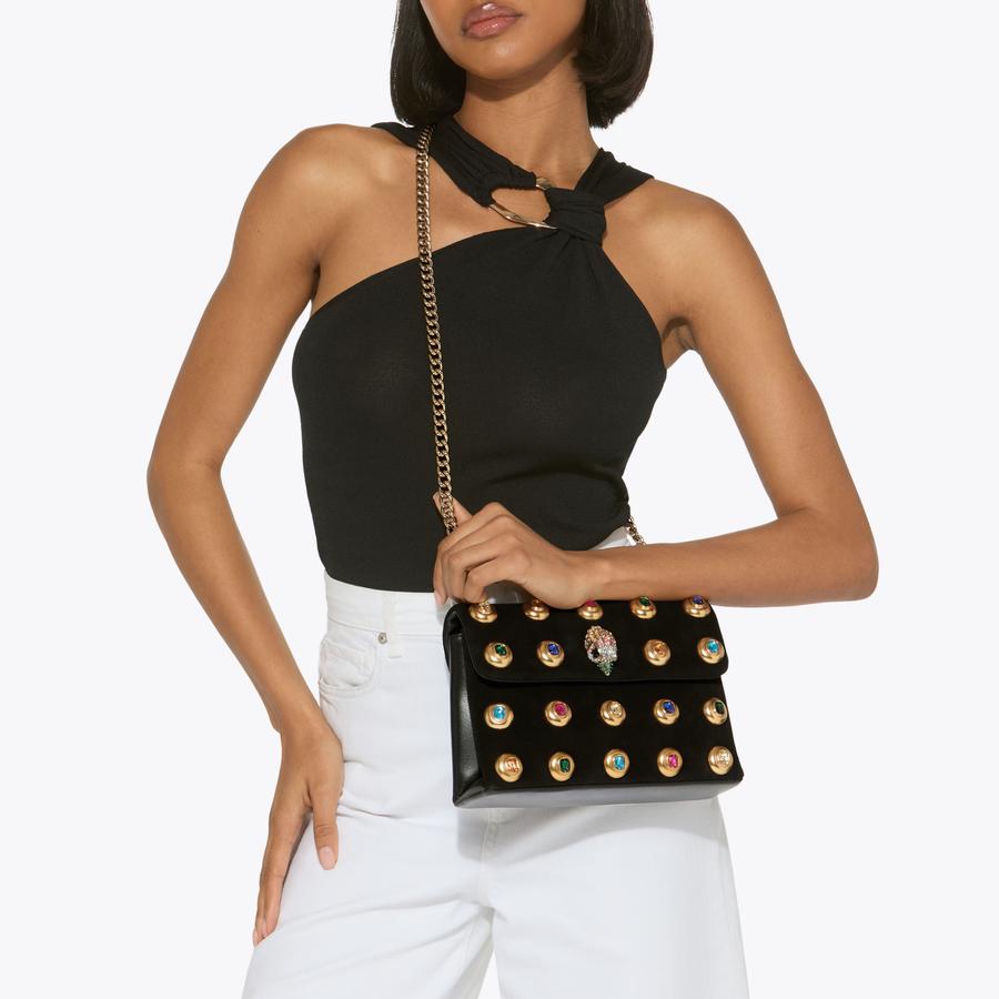 MD KENSINGTON GEMS Black Suede Mini Cross Body Purse by KURT