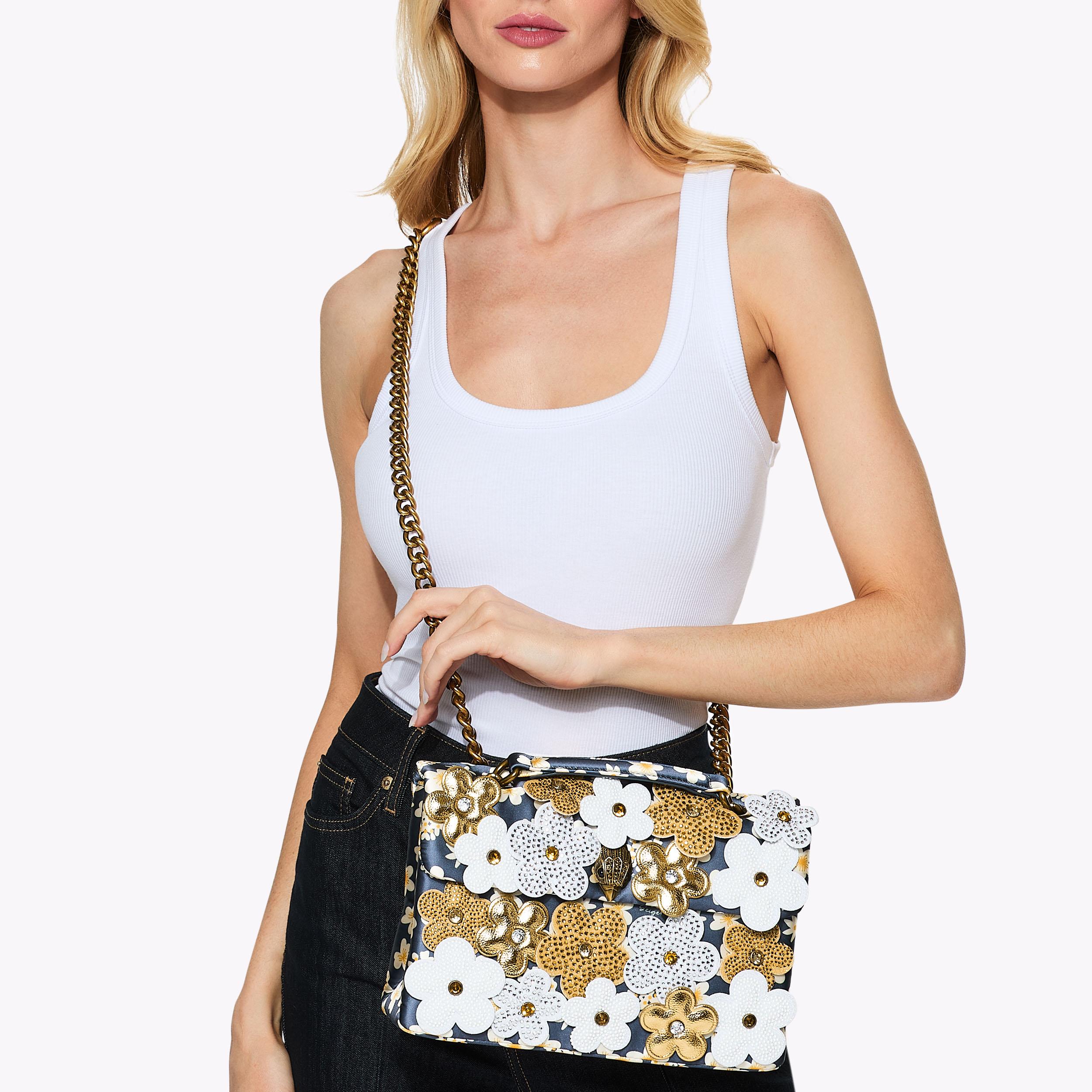 KENSINGTON DAISY BAG Gold White Daisy Shoulder Bag by KURT GEIGER