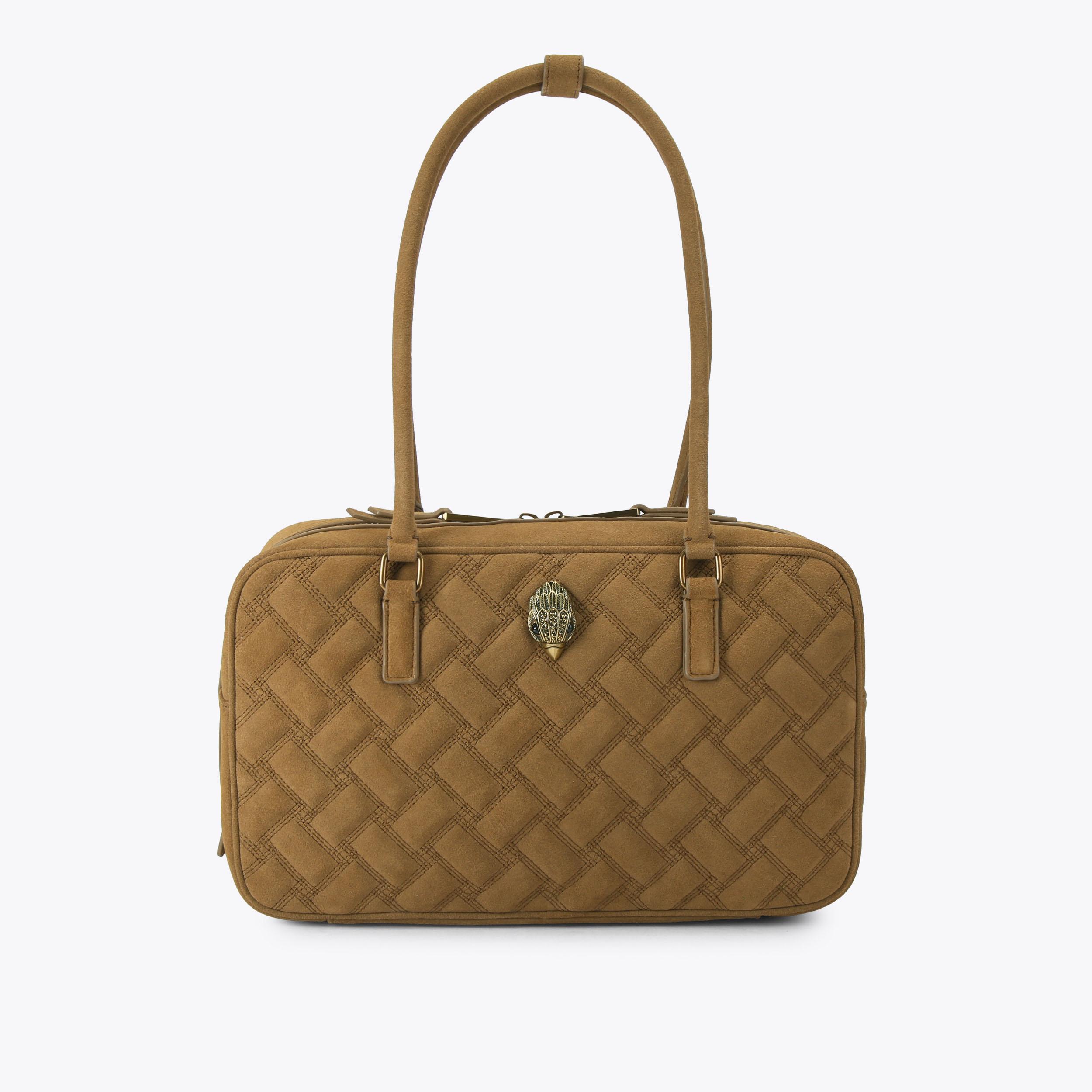 KENSINGTON SAUSAGE STUD Tan Suede Shoulder Bag by Kurt Geiger London