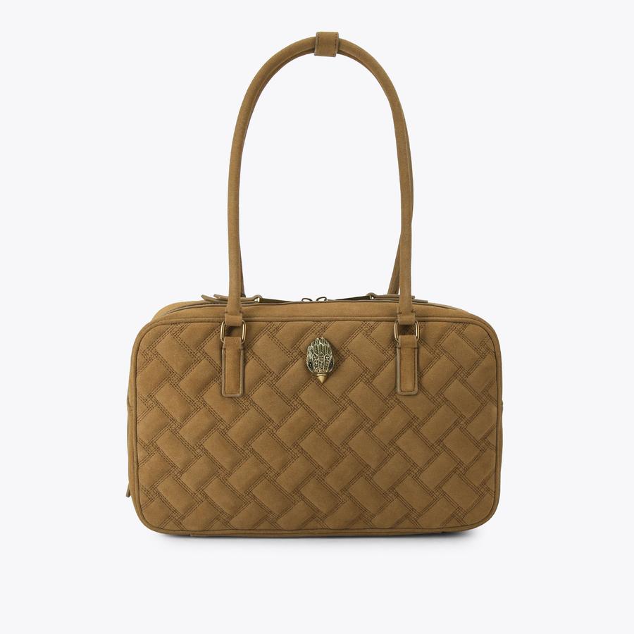 LG KENSINGTON DUFFLE BAG Tan Suede Shoulder Bag by Kurt Geiger London