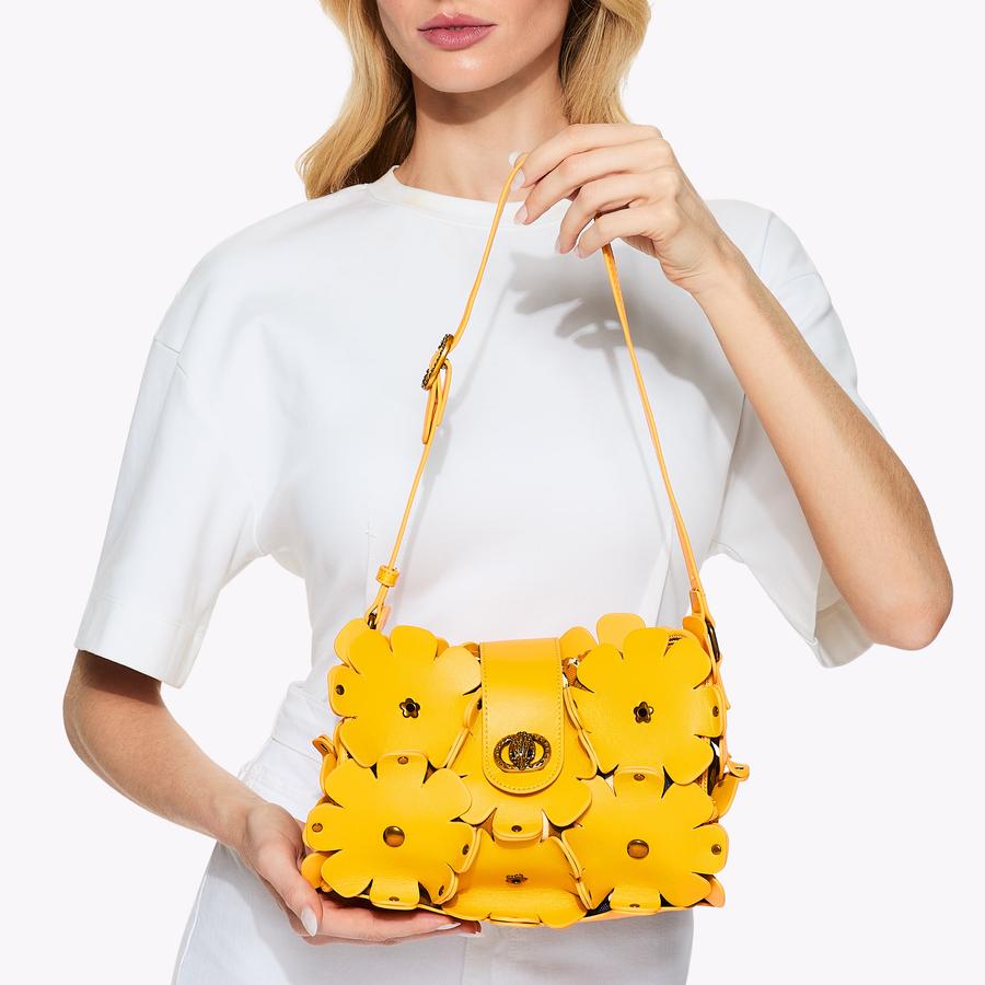 CHELSEA FLOWERS BAG Mustard Yellow Flower Shoulder Purse by