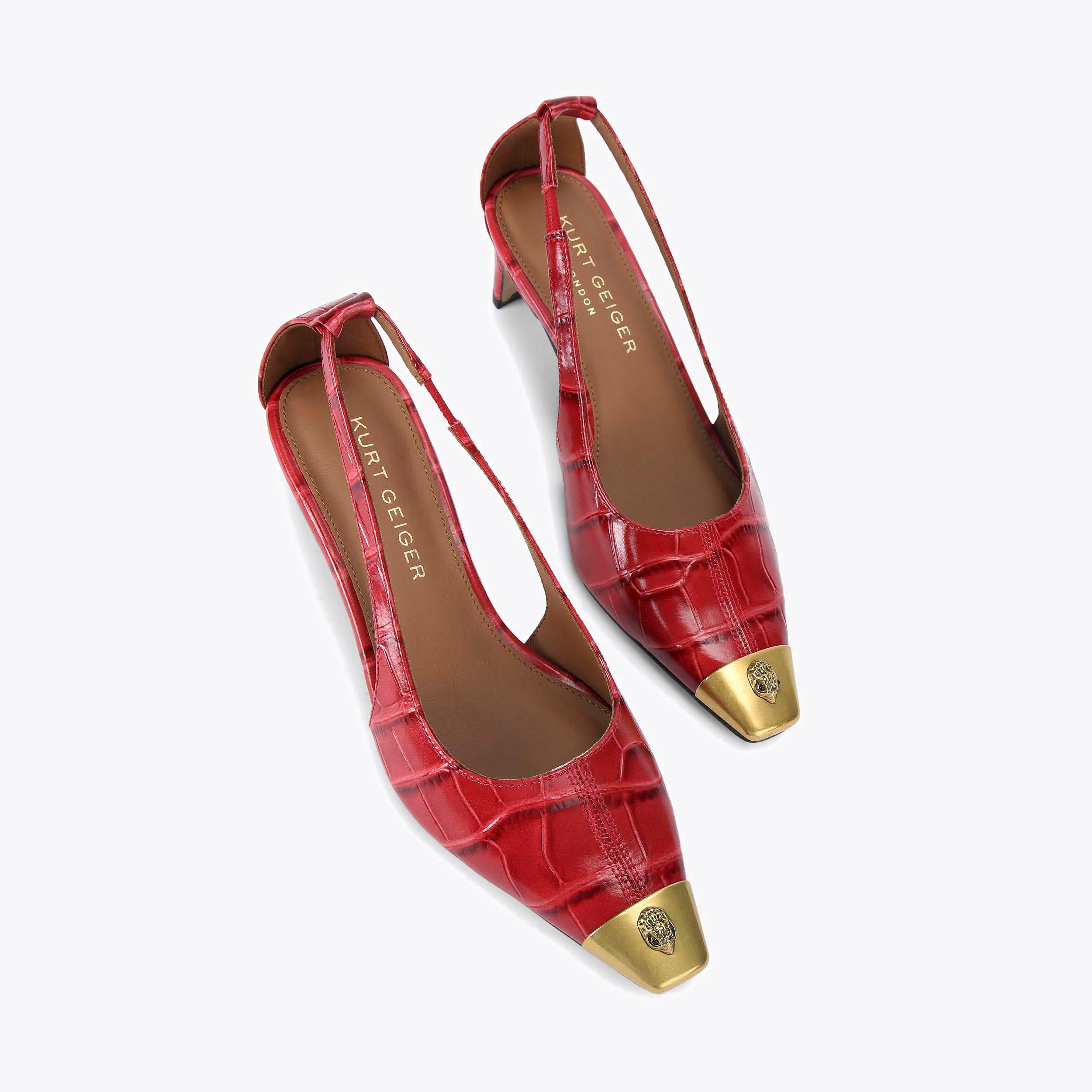 Red Croc Leather Regent Heels | Kurt Geiger
