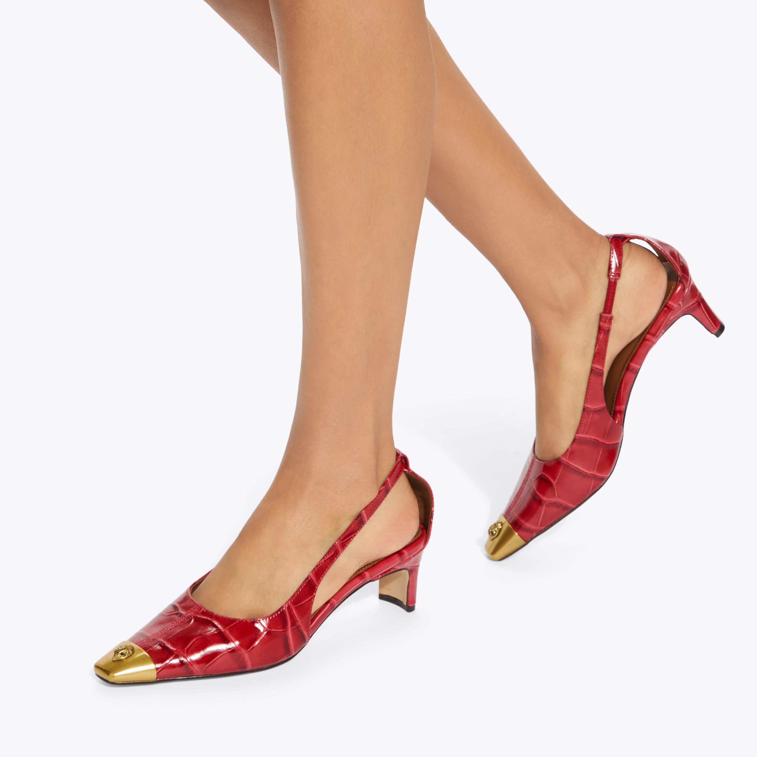 Red Croc Leather Regent Heels | Kurt Geiger