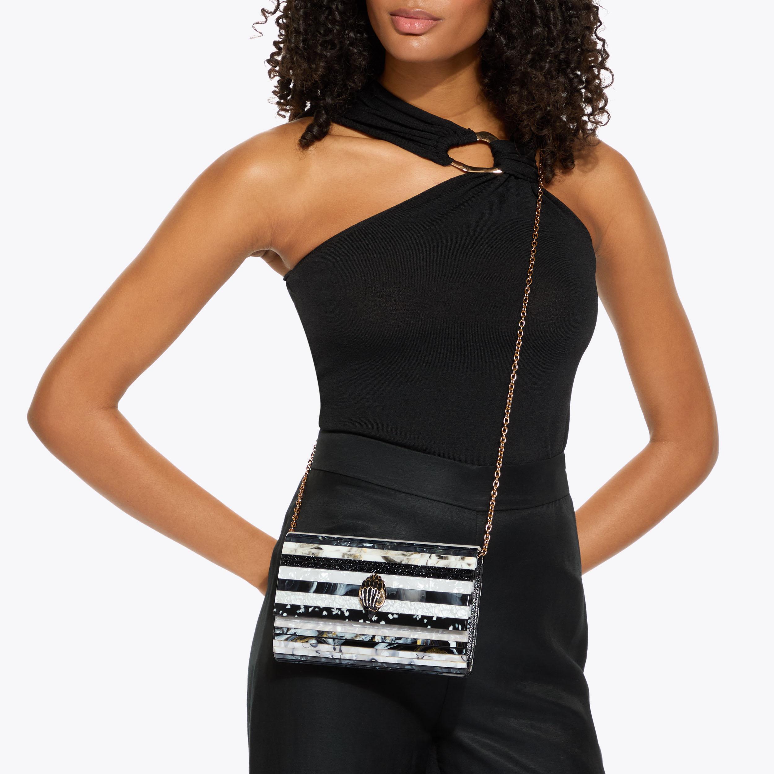 Black Glitter Evening Clutch Bag | Kurt Geiger
