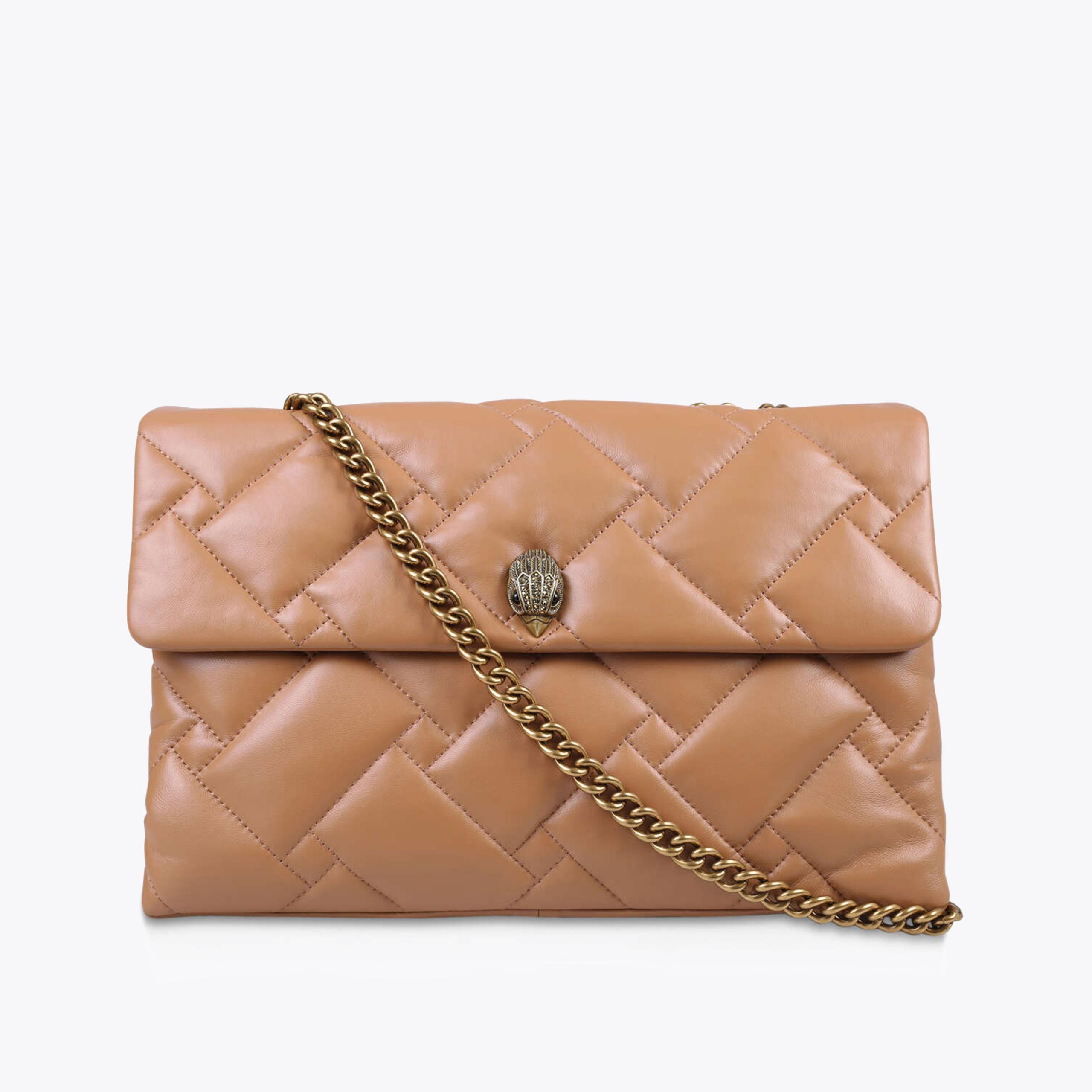 kurt geiger camel quilted shoulder chain bag