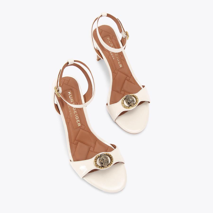 CHELSEA SANDAL Bone Patent Leather Heel Sandal by KURT