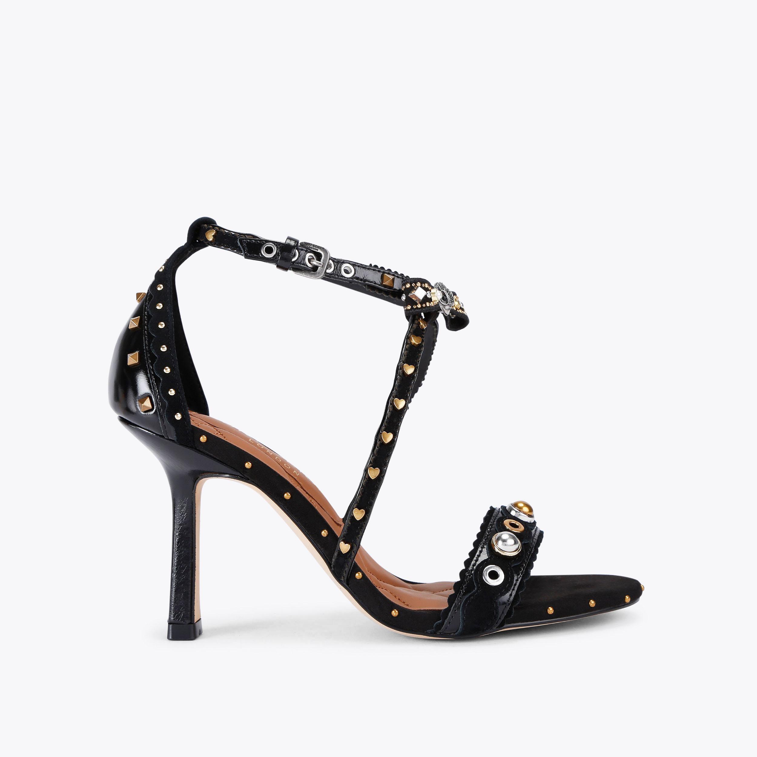 Black Suede Mini Bow & Eyelet High Heels | Kurt Geiger
