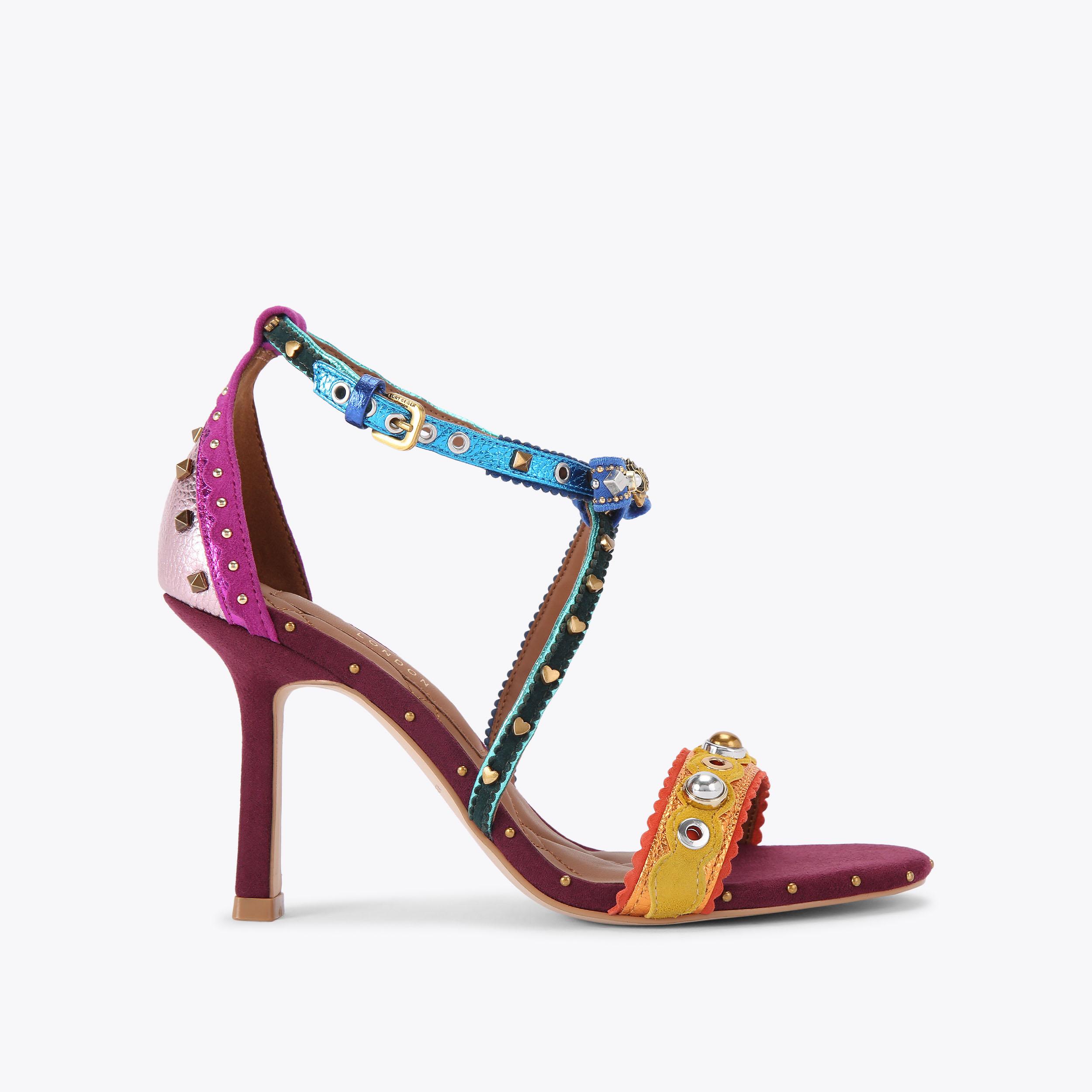 MINI BOW EYELET SANDAL Black Suede High Heels by KURT GEIGER