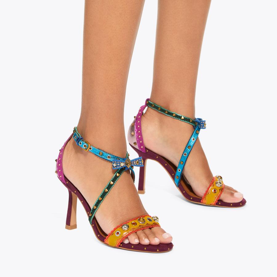 サンダル・ミュール Allen Bow Strass Pop Mules in Blue/Pink Off-White Allen Bow Strass Pop Mules in Blue/Pink | ShopSimon