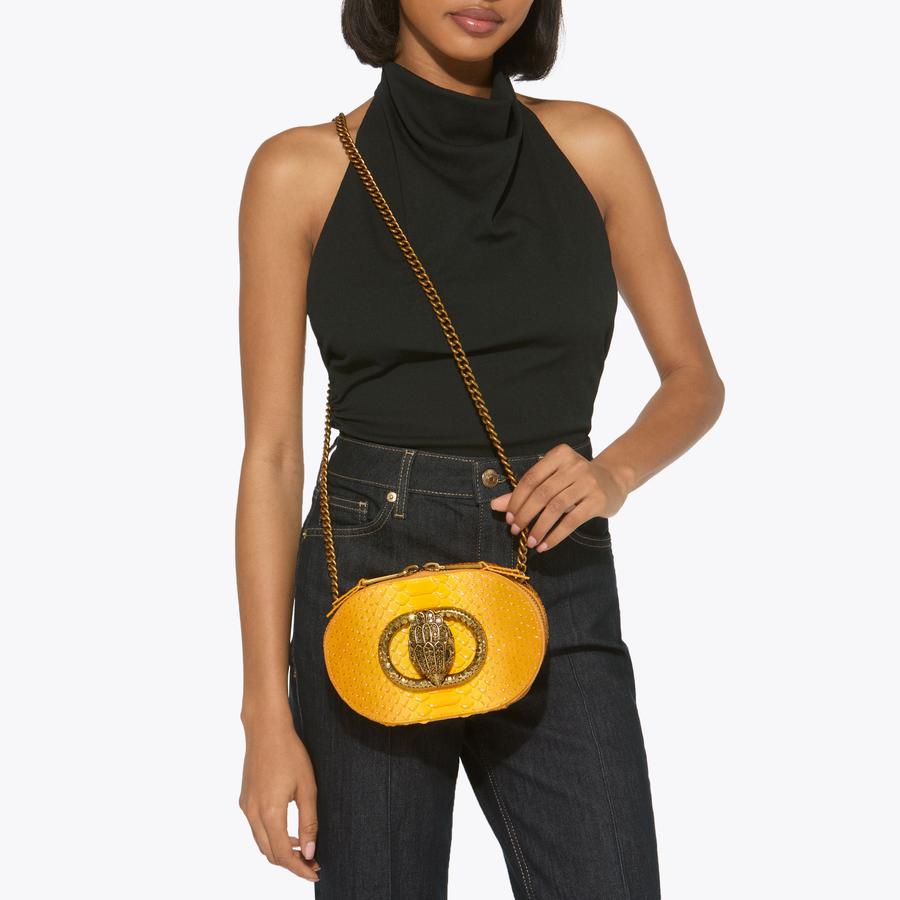 Chelsea Camera Bag Mustard Leather | Yellow Bags | Kurt Geiger