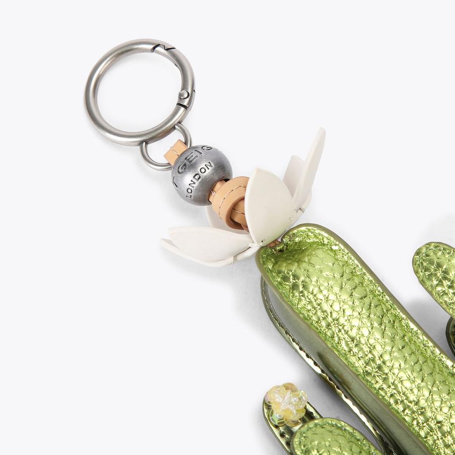 Cactus Charm Green Metallic | Bag Charms by Kurt Geiger