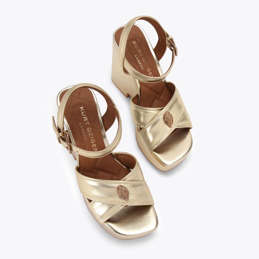KENSINGTON CROSS WEDGE Metallic Gold Wedge Heel by KURT GEIGER LONDON