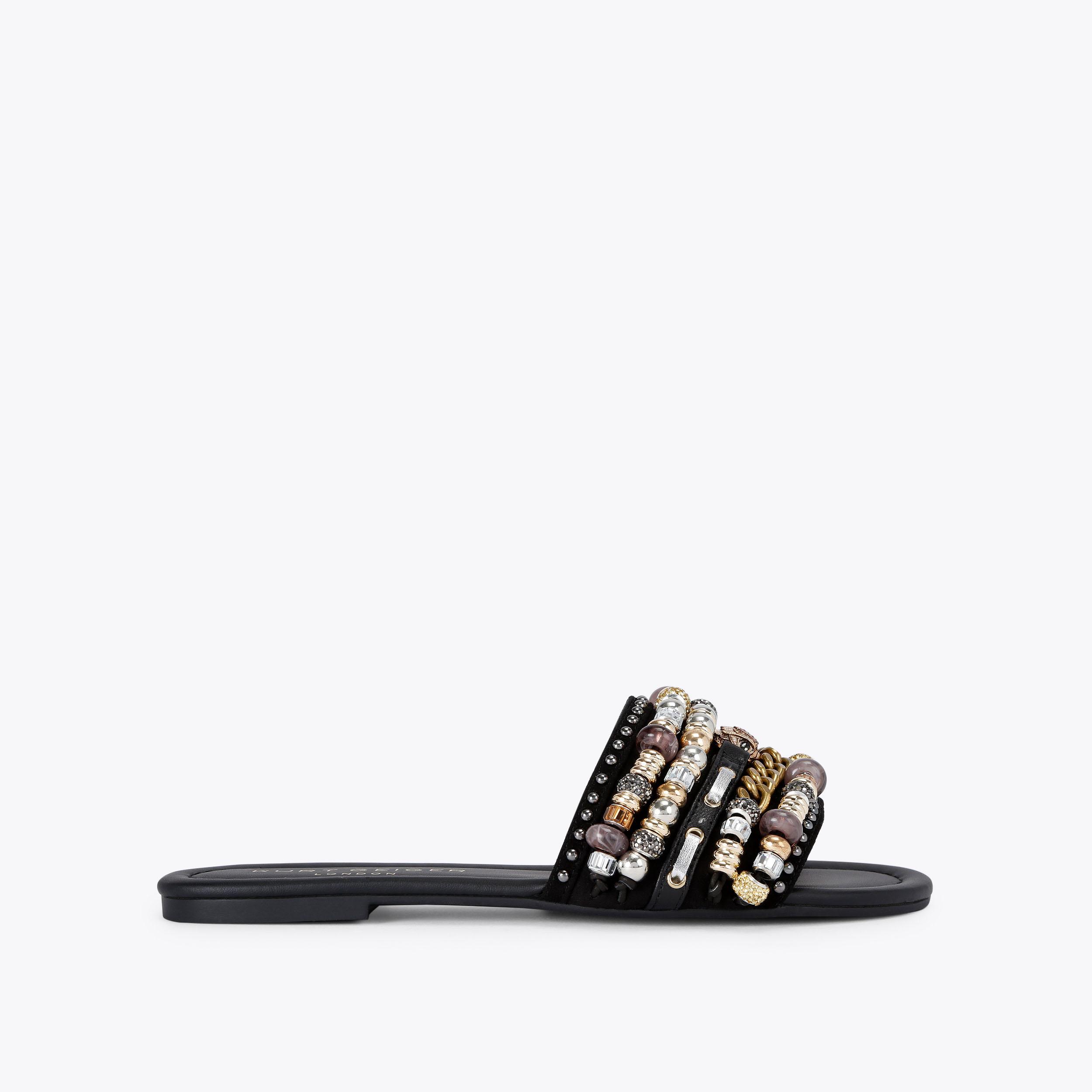 ファッションの Black SDL FLAT BOW KENSINGTON Crystal GEIGER KURT by Sandal ワンピース