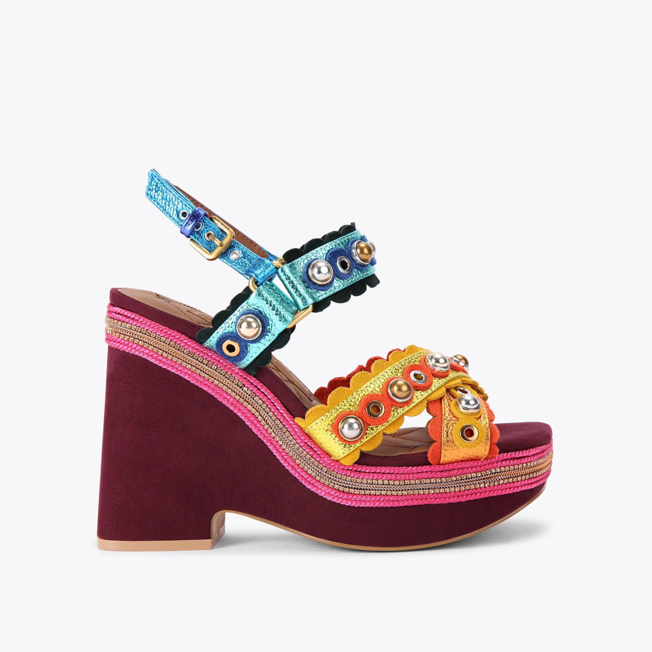 SCALLOPED STUD X WEGDE Suede Scallop Wedge Heel by KURT