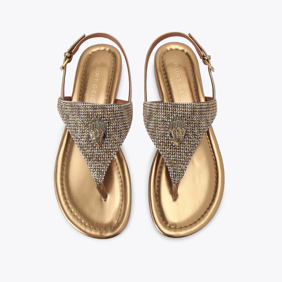 KENSINGTON FLAT SLINGBACK Beige Houndstooth Sandal by KURT