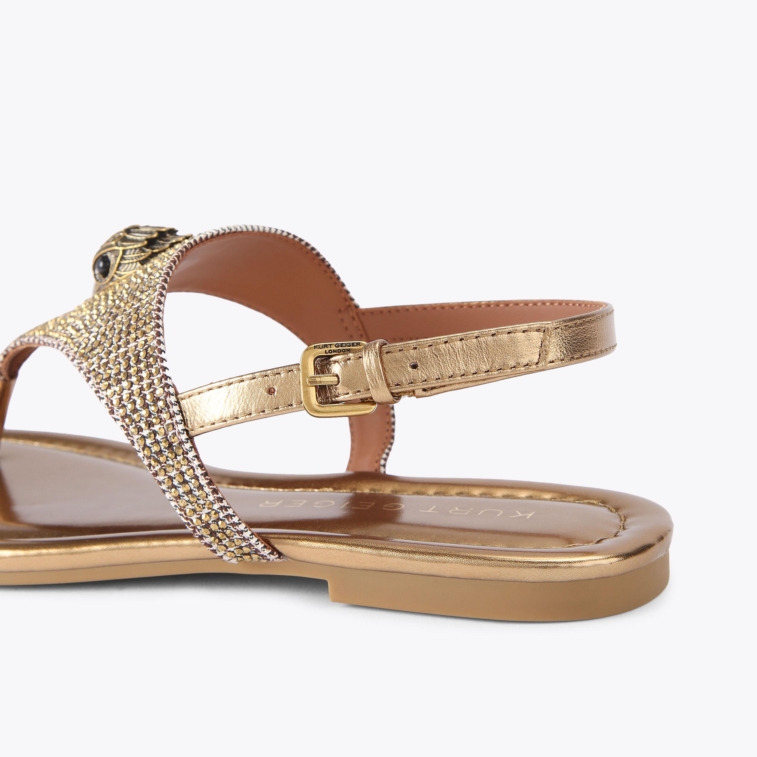 サンダル・ミュール Gold Stud Detail Harry Sandal Hill (10 cm, 2 COLOR) KENSINGTON FLAT SLINGBACK Beige Houndstooth Sandal by KURT