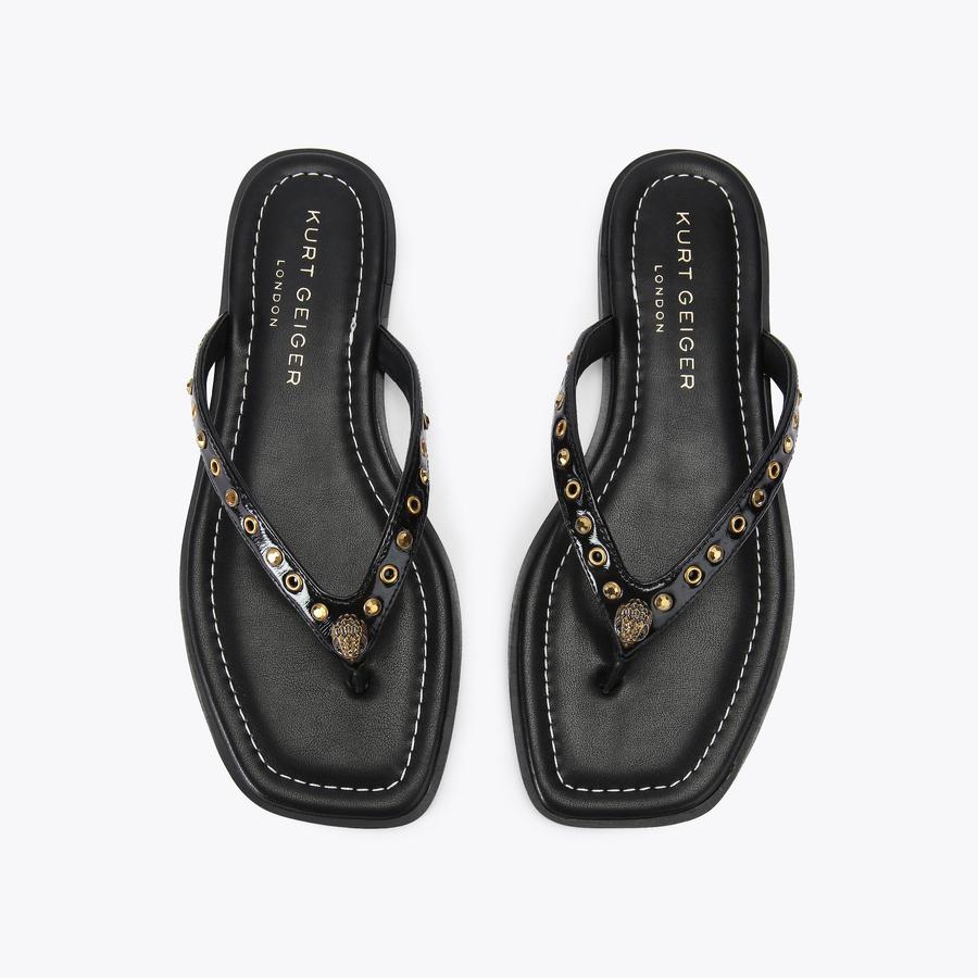 CRYSTAL MIX FLIP FLOP Black Patent Flip Flop by KURT GEIGER
