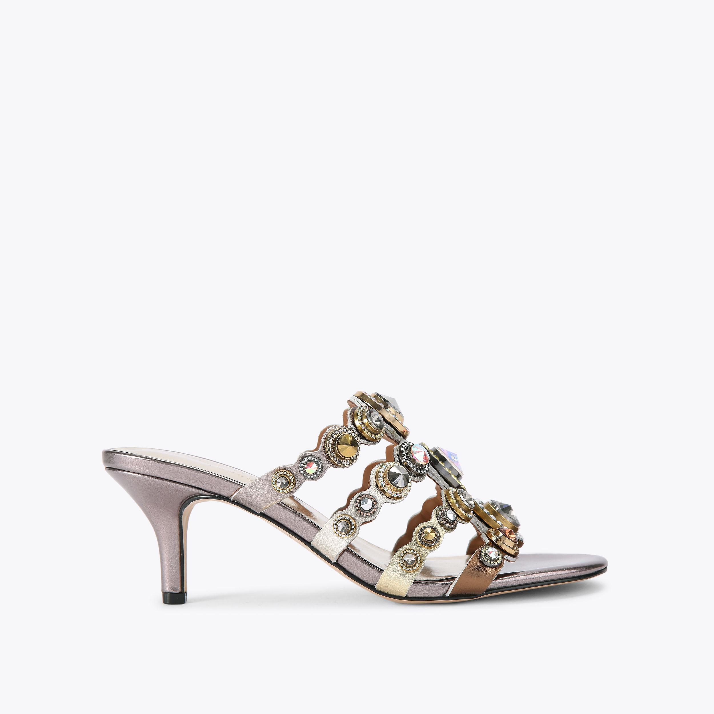 ジュリー OCTAVIA STRAP MULE Gunmetal Leather Octavia Heel by KURT