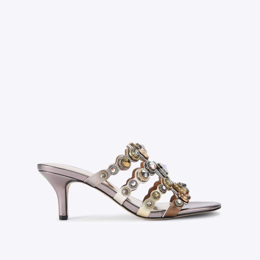 @__OHRH__K  KENSINGTON BOW FLAT SDL Black Crystal Sandal by KURT GEIGER