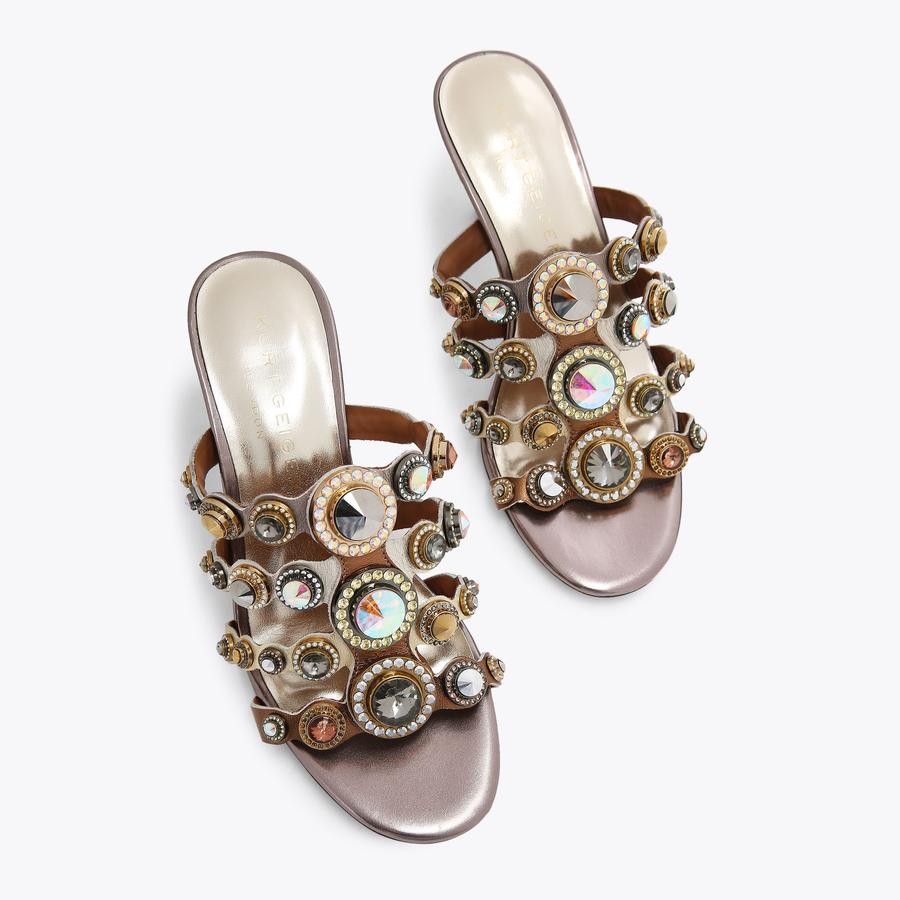 あ Octavia Strap Mules Gunmetal Heel | Kurt Geiger