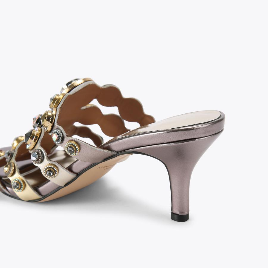 あ Octavia Strap Mules Gunmetal Heel | Kurt Geiger