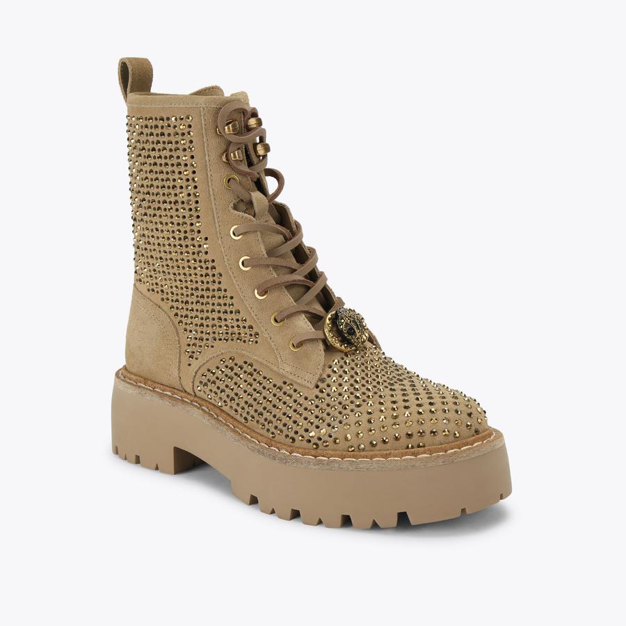 CHELSEA PERF BOOT Camel Suede Biker Boot by Kurt Geiger London