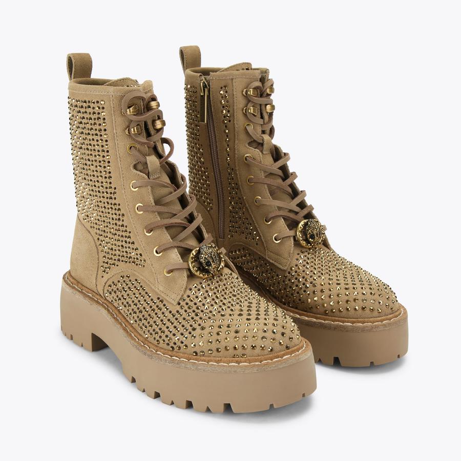 CHELSEA PERF BOOT Camel Suede Biker Boot by Kurt Geiger London