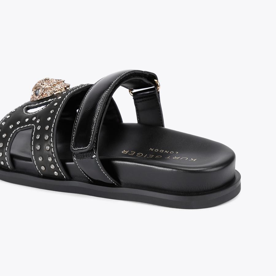 【関税込み】Sandals in Black/Silver Leather Zori Black Leather Women's Sandal - İLVİ