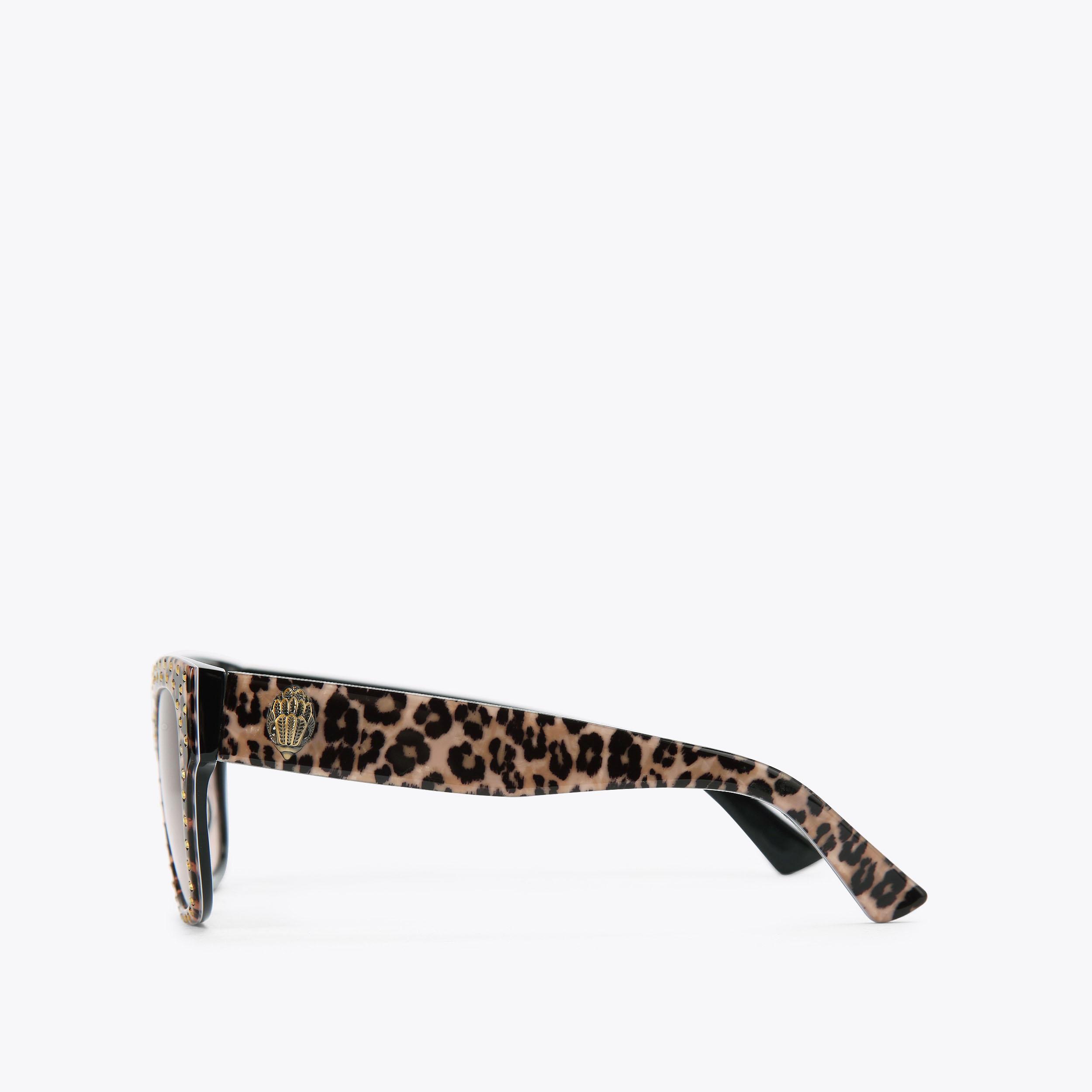 Kurt Geiger Leopard Print Cat Eye Sunglasses - Brown Leopard Print Shoreditch Square Sunglasses | Kurt Geiger main image 3