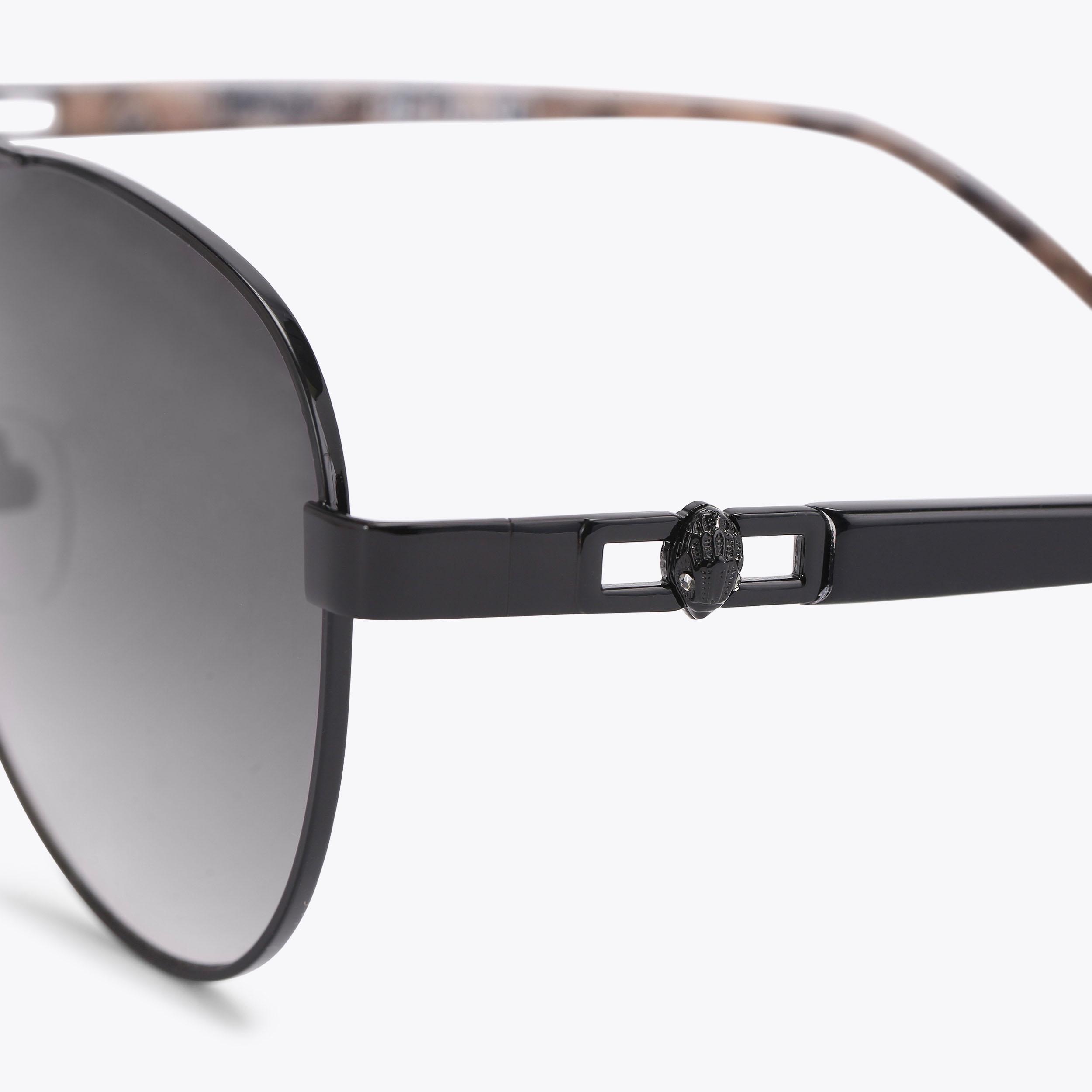 Kurt Geiger London Black & Green Aviator Sunglasses - 61•13•145 - Women’s EAGLE AVIATOR SUNGLASSES Matte Black Metal Aviator  main image 4