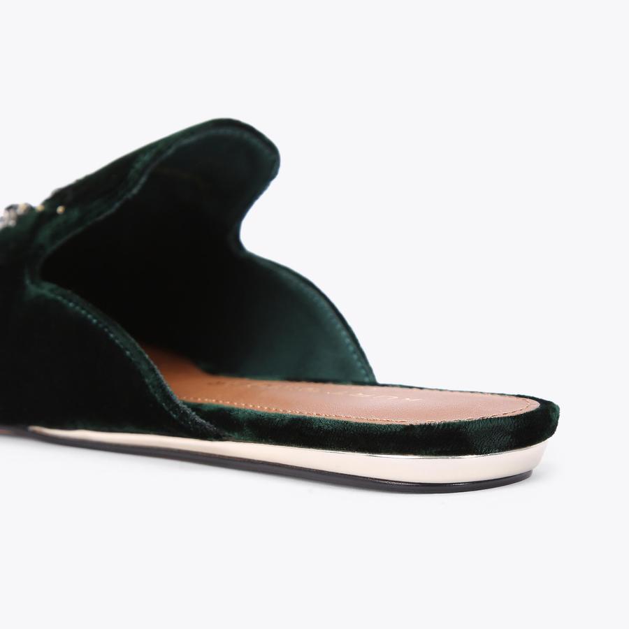 OLIVE EYE Green Velvet Evil Eye Slip On Shoes by KURT GEIGER OLIVE EYE Green Velvet Evil Eye Slip On Shoes by KURT GEIGER