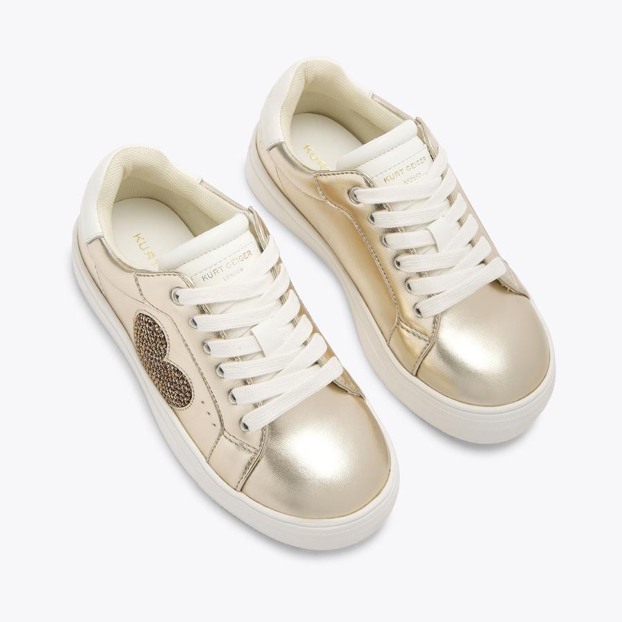 【lovetina】 MINI LANA HEART Metallic Gold Sneaker by KURT GEIGER LONDON