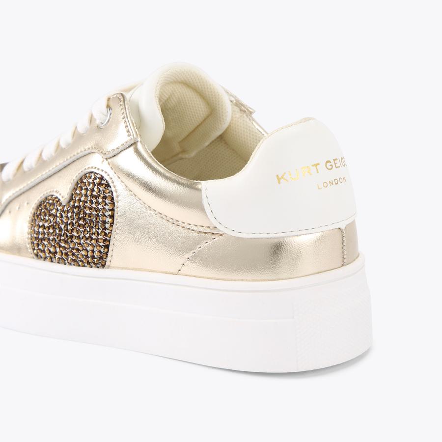 【lovetina】 MINI LANA HEART Metallic Gold Sneaker by KURT GEIGER LONDON