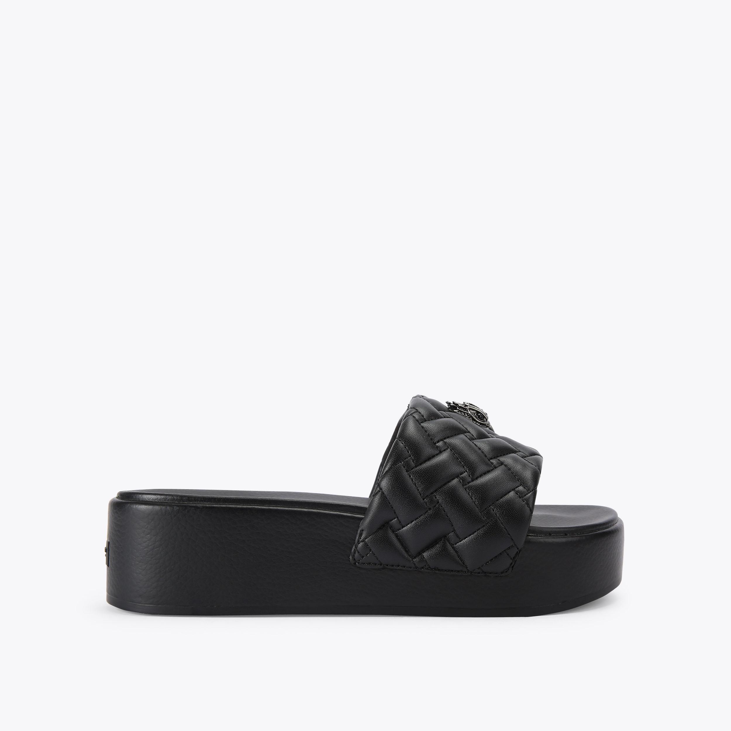 ORSON CRYSTAL SANDAL Black Suede Crystal Caged Slip On