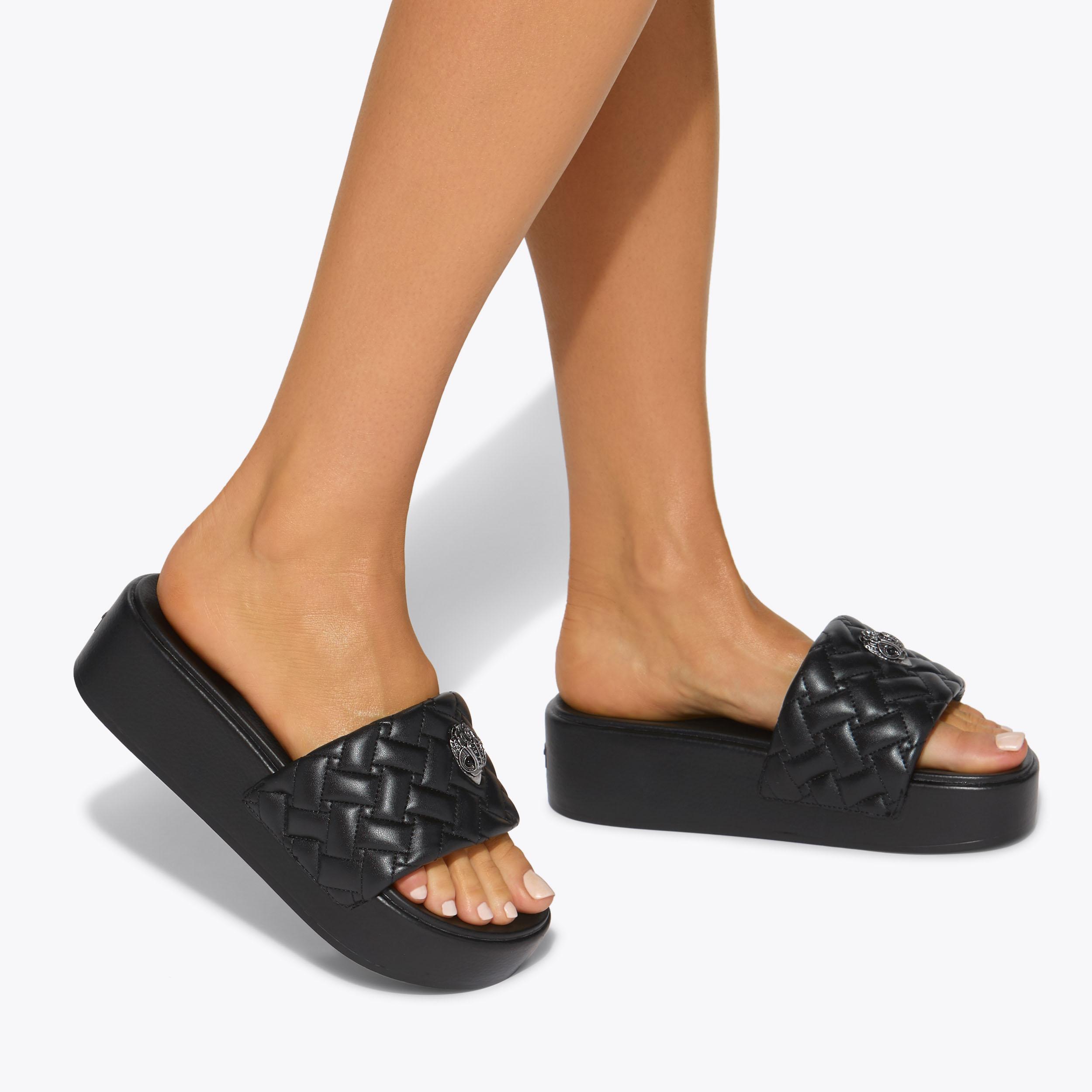 MEENA EAGLE PLATFORM Black Moulded Platform Sandal by KURT