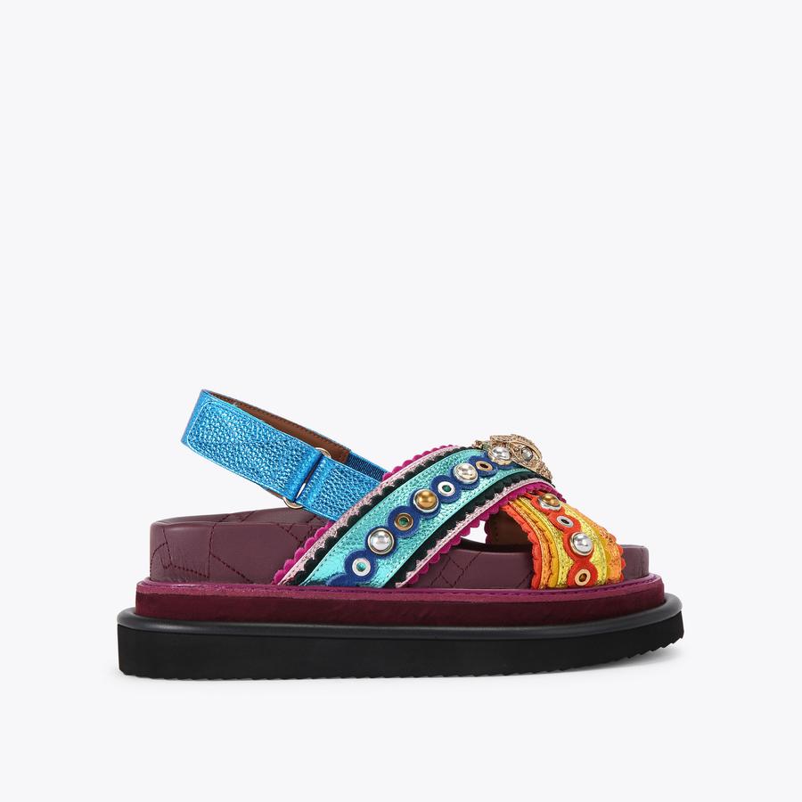 ORSON CROSS SCALLOP Metallic Multi-colour Sandals by KURT