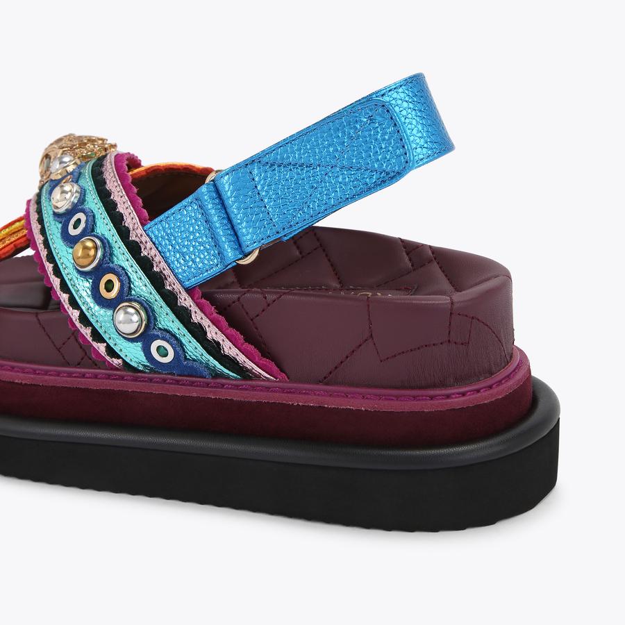 サンダル・ミュール   ORSON NOS SANDALS ORSON CROSS SCALLOP Metallic Multi-colour Sandals by KURT