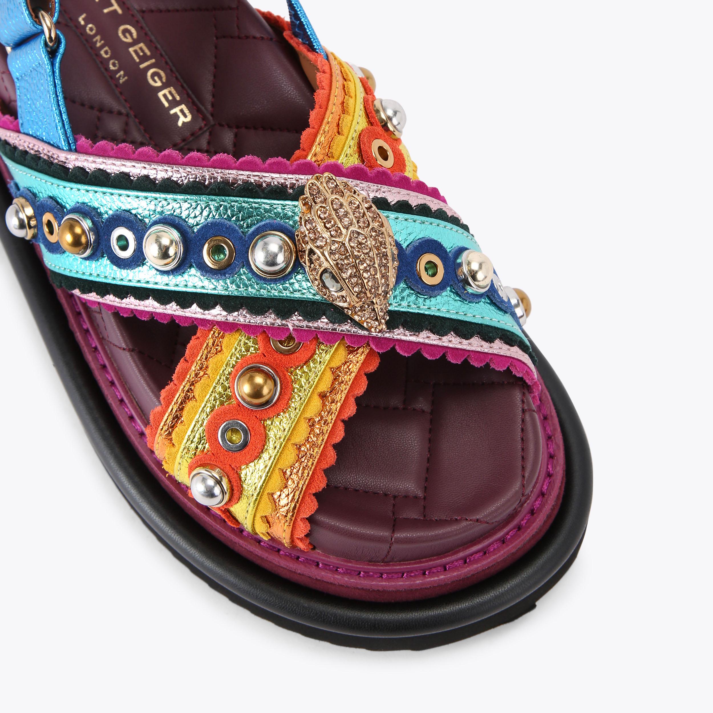 ORSON CROSS SCALLOP Metallic Multi-colour Sandals by KURT GEIGER LONDON