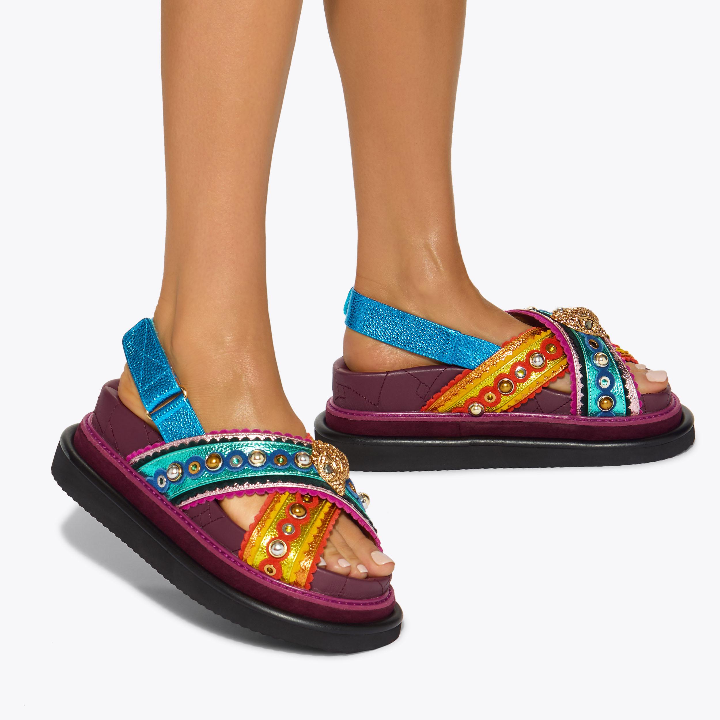 ORSON CROSS SCALLOP Metallic Multi-colour Sandals by KURT