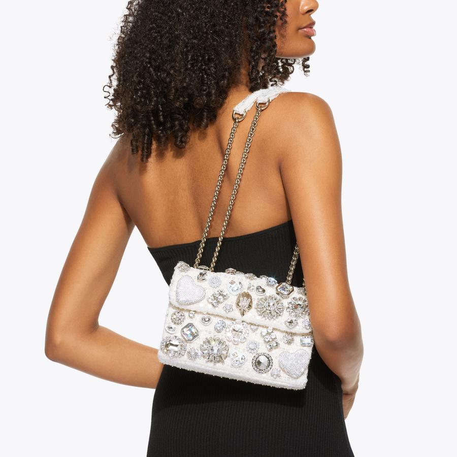 MUGUETミュゲRomyparissilver☆ホワイトツイードチェーンバッグ flower ショルダーバッグ バッグ ツイードチェーンバッグ レディース