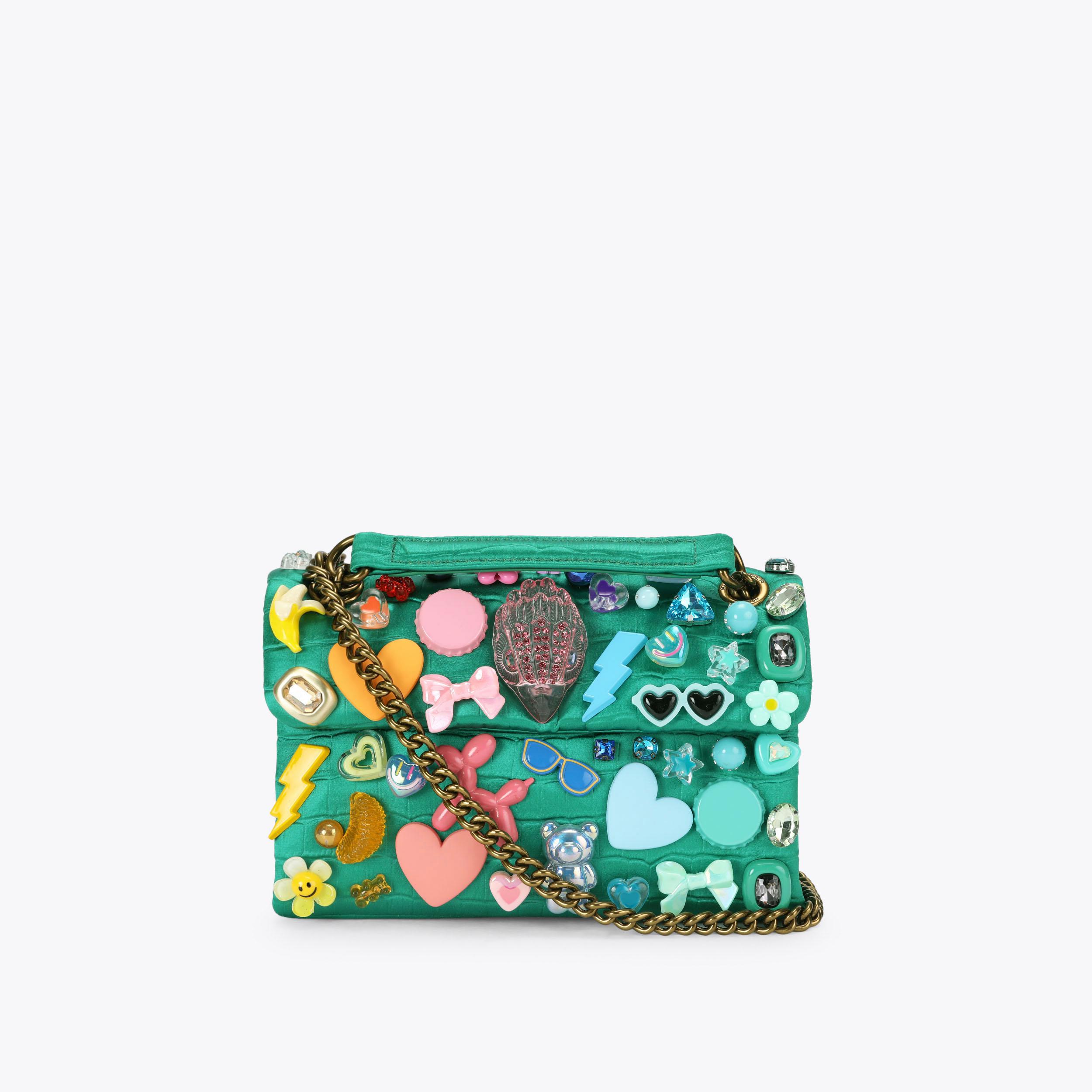 MD KENSINGTON TUTTIFRUTTI Green Satin Cross Body Bag by Kurt