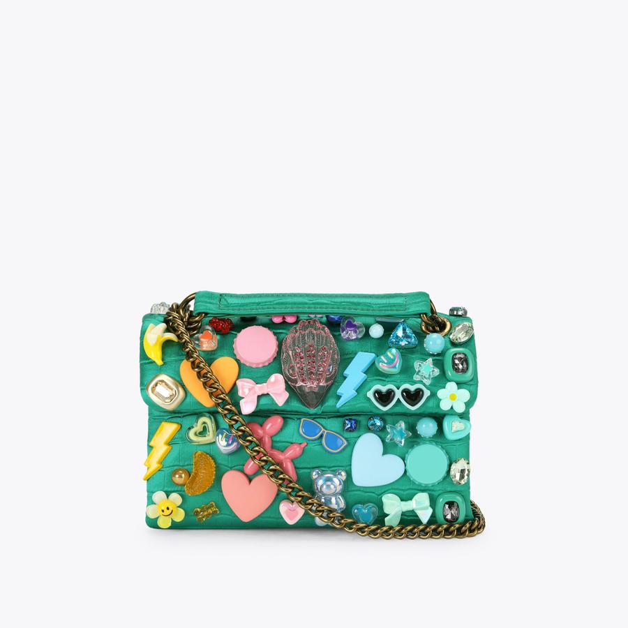 MD KENSINGTON TUTTIFRUTTI Green Satin Cross Body Bag by Kurt
