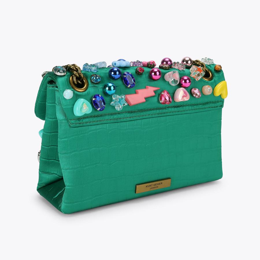 クリスティーナ MD KENSINGTON TUTTIFRUTTI Green Satin Cross Body Bag by Kurt