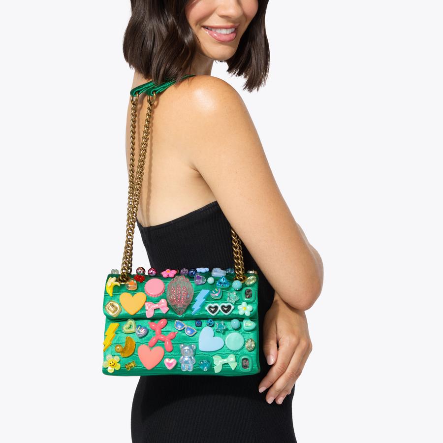 クリスティーナ MD KENSINGTON TUTTIFRUTTI Green Satin Cross Body Bag by Kurt